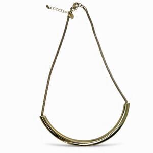 Express gold-tone curved bar choker necklace Modern Minimal Arc Tube Minimalist